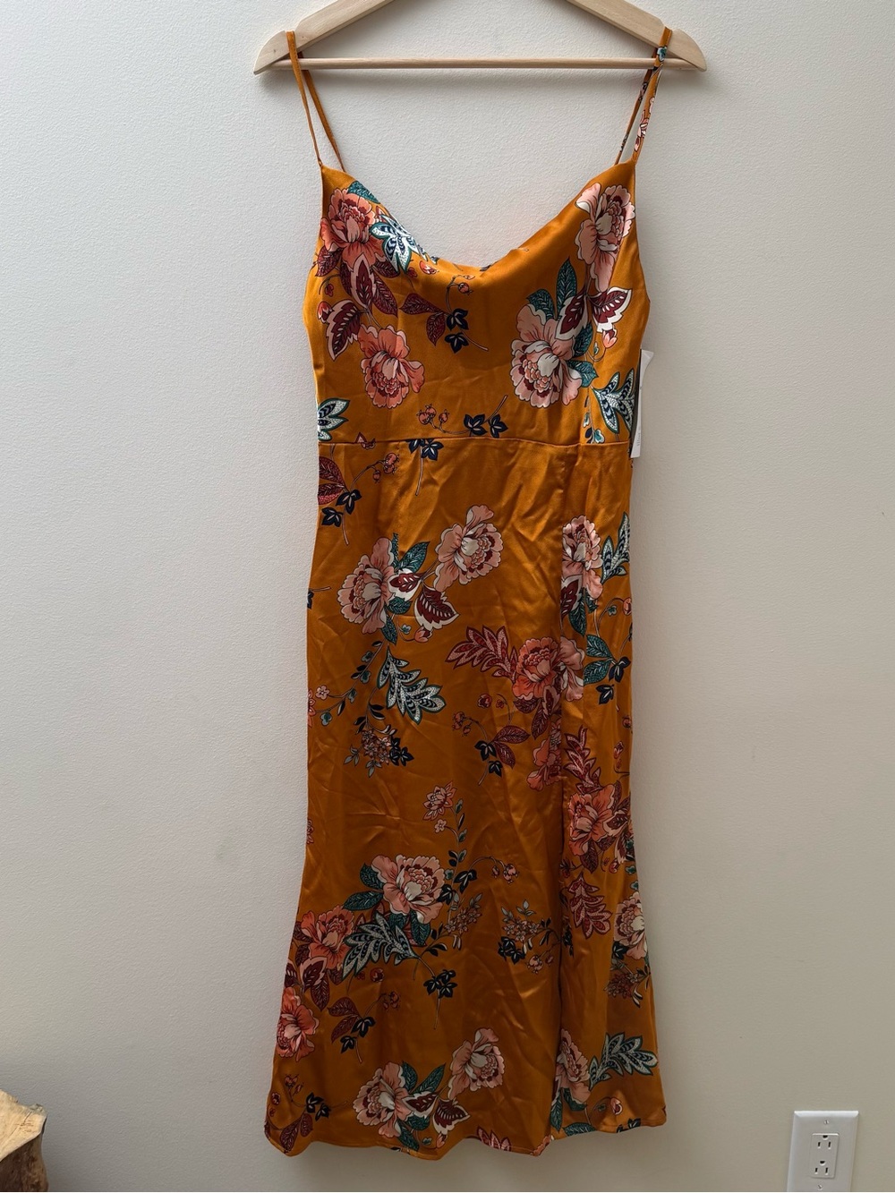 Floral Slip Midi Dress in Mustard